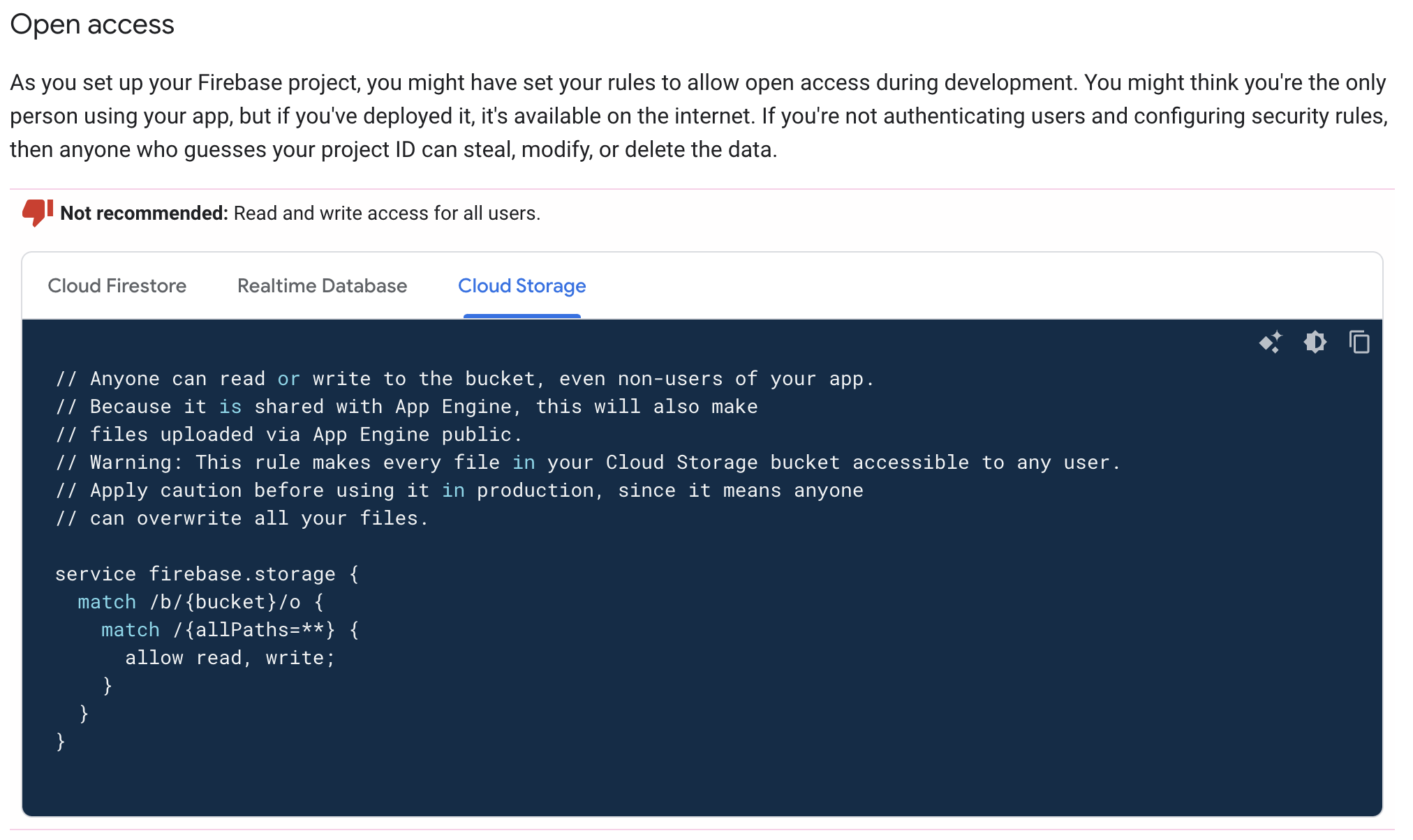 Insecure Firebase Rules